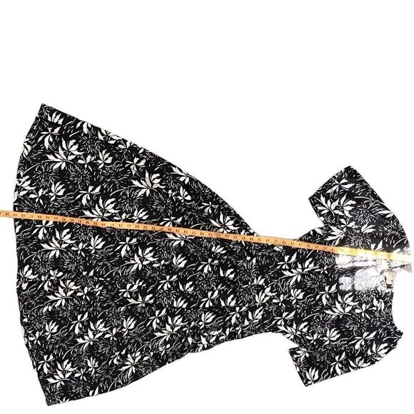 Vintage Silk Black White Flora Floral Square Neck Grunge Whimsigoth Maxi Dress 6 - Picture 15 of 15